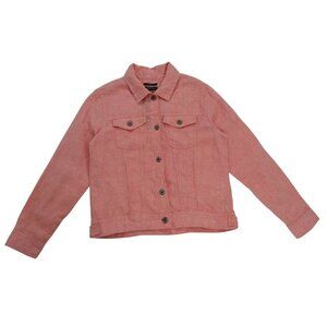 Jones New York Pink Linen Jacket Pockets Made Of European Grown Flax Womens S.